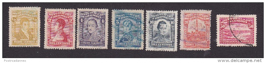 Colombia, Scott #339, 341-346, Used, Famous Colombians And Scenes, Issued 1917 - Colombia