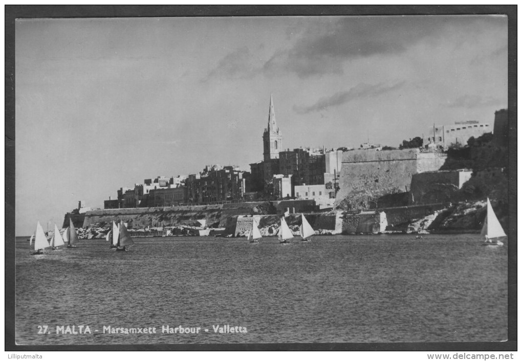 Old Malta Photo Postcard Circa 1940s Marsamxett Harbour Valletta - Malta