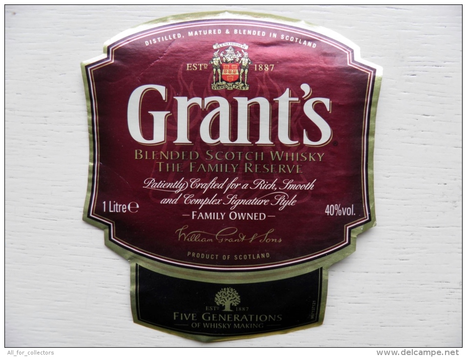 ETIQUETTE Label Of  Whisky Grant's Scotland - Whisky