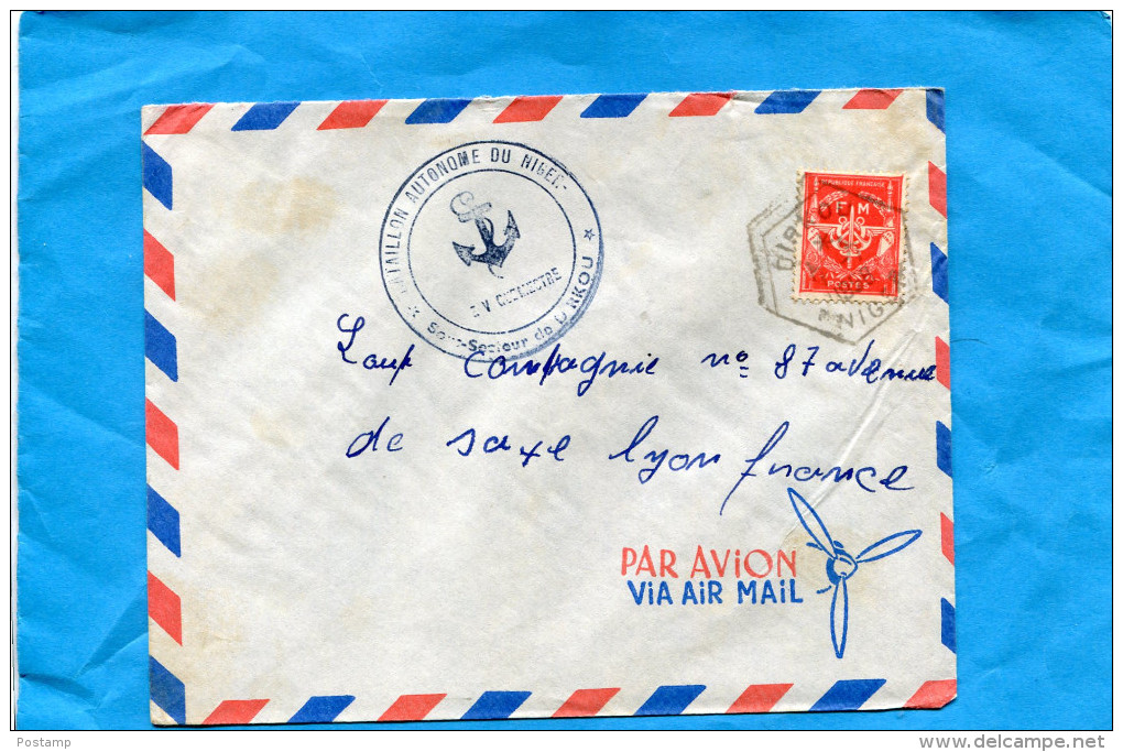MARCOPHILIE-lettre-FM-NIGER Fse-pour Françe-cad Hexagonal + Cachet-Bat  Du Niger -1958- Stamps N° FM 12 - Covers & Documents