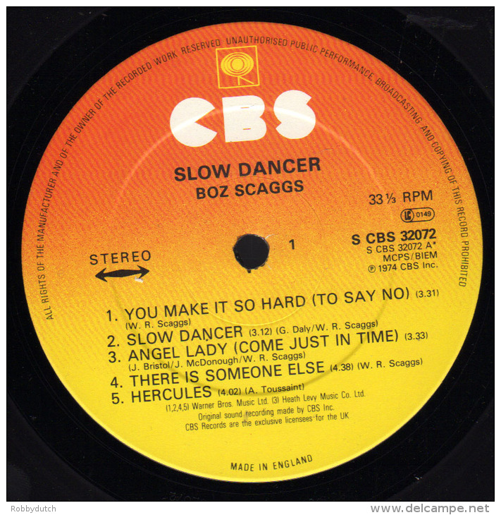 * LP *  BOZ SCAGGS - SLOW DANCER (England 1974) - Disco, Pop