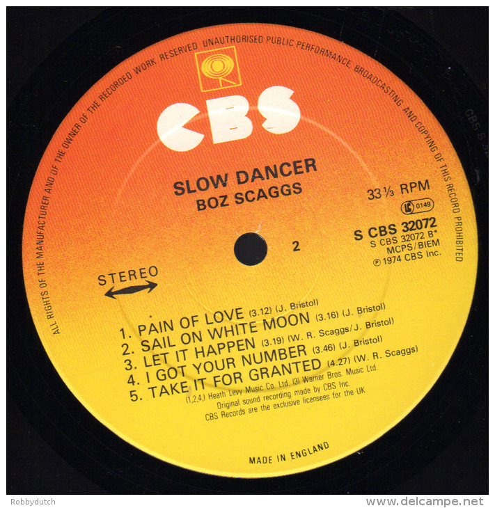 * LP *  BOZ SCAGGS - SLOW DANCER (England 1974) - Disco, Pop