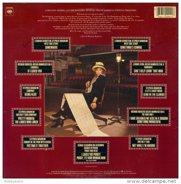 * LP *  BARBRA STREISAND - THE BROADWAY ALBUM (Holland 1985) - Musicals