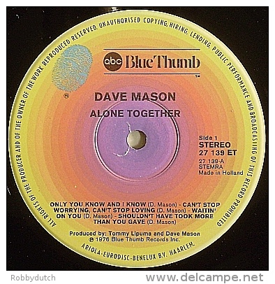 * LP *  DAVE MASON - ALONE TOGETHER (Holland 1970) - Disco, Pop