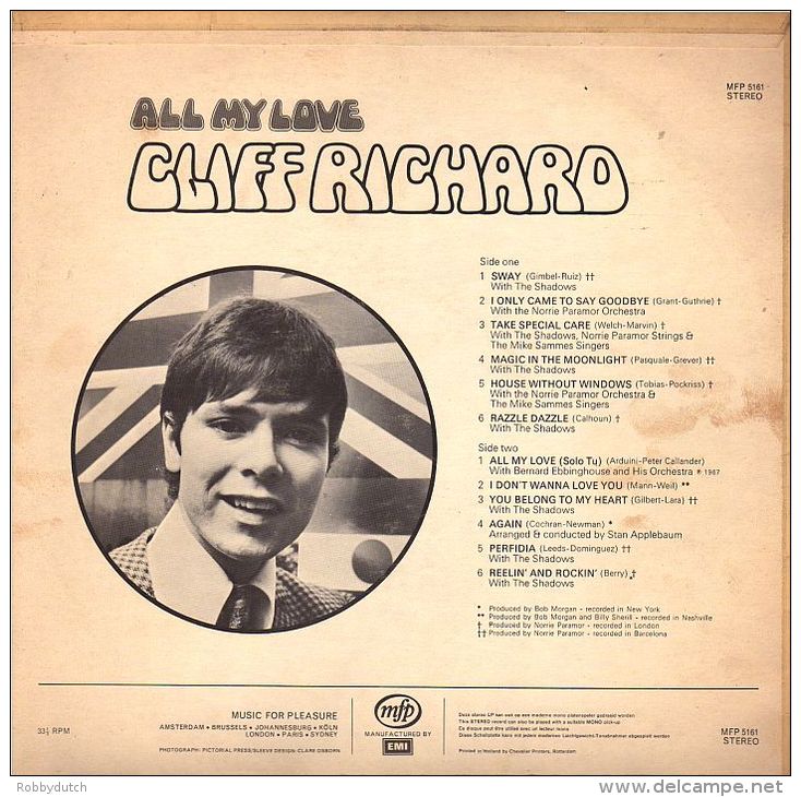 * LP *  CLIFF RICHARD - ALL MY LOVE (France 1969) - Disco, Pop