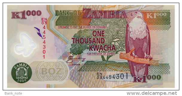 ZAMBIA 1000 KWACHA 2009 Pick 44g Unc - Zambie