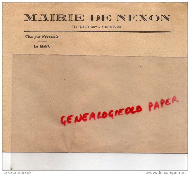 87 - NEXON - ENVELOPPE MAIRIE  CLOS PAR NECESSITE LE MAIRE - ANNEES 50 - 1950 - ...