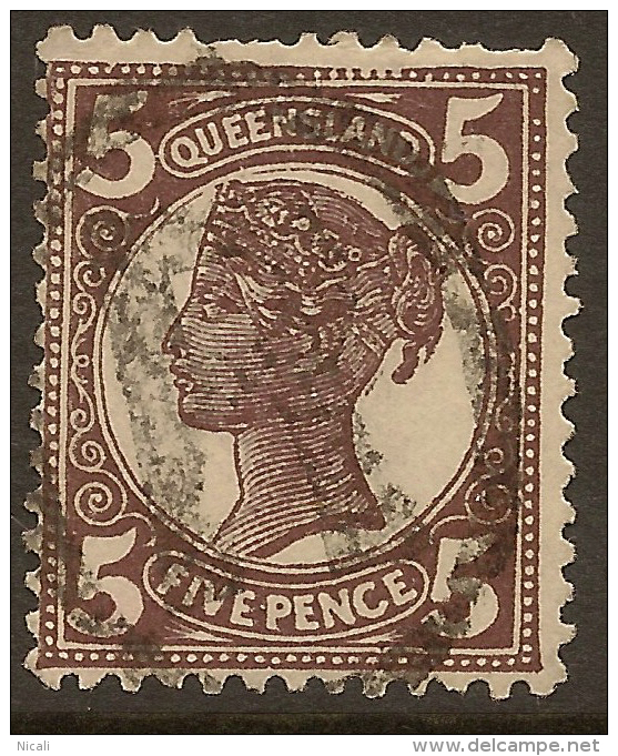 QUEENSLAND 1897 5d Black-brown QV SG 248 U #QY156 - Used Stamps