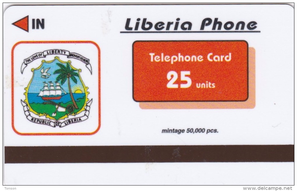 Liberia, FAKE-LIB-?, 25 Units, FAKE Card, Sailingship, 2 Scans. - Liberia