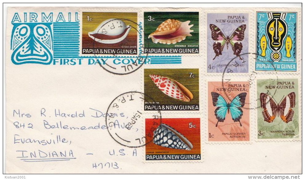 Postal History Cover: Papua New Guinea Cover With Shells, Butterflies Stamps - Autres & Non Classés