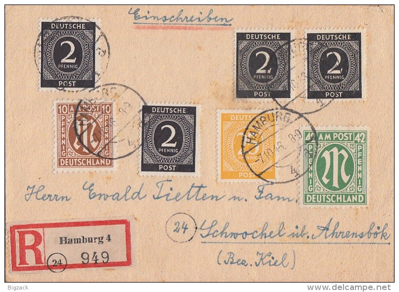 AM-Post R-Brief Mif Minr.22,31,Gemeina. Minr.3x 912,927 Hamburg 7.10.46 - Sonstige & Ohne Zuordnung