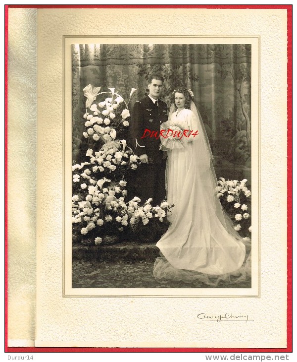 Photo Sur Carton - Mariage ...Militaire Aviation... Photographe Georges CHOINS ? De CHOISY LE ROY ... - Altri & Non Classificati