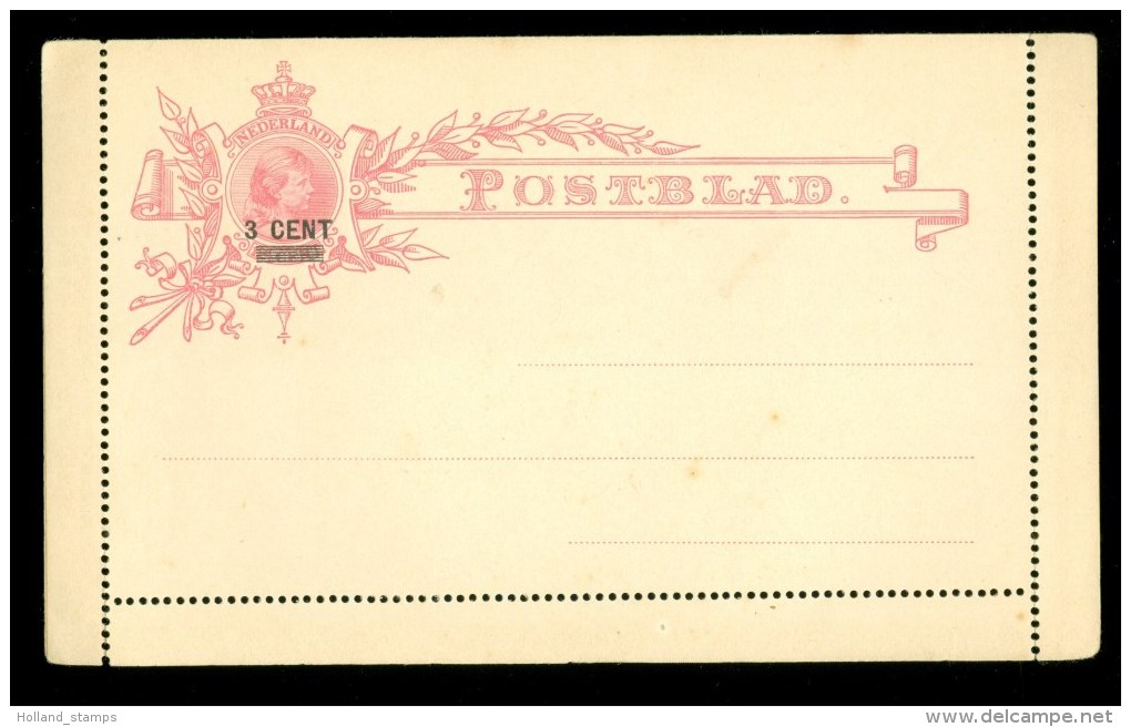 POSTHISTORIE * ONGEBRUIKTE POSTBLAD * OPDRUK 3 CENT  (10.119N) - Postal Stationery