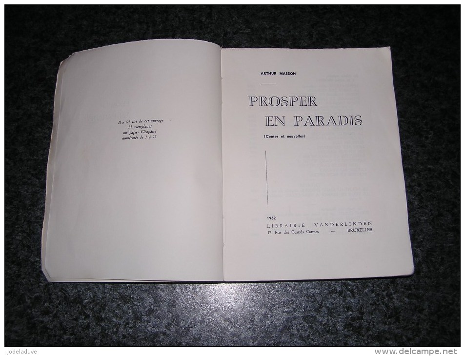 PROPER EN PARADIS1962 Arthur Masson Auteur Belge Treignes Illustration De La Couverture Jean Fivet - Belgische Schrijvers