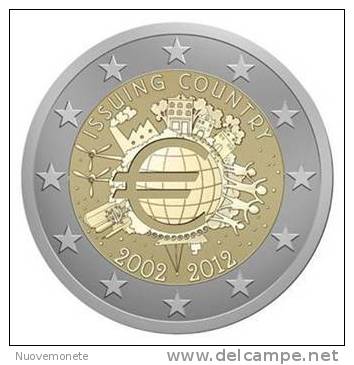 CIPRO CHIPRE  Moneta Da 2 Euro 2012 "10 ANNIVERSARIO EURO" FDC - Cipro
