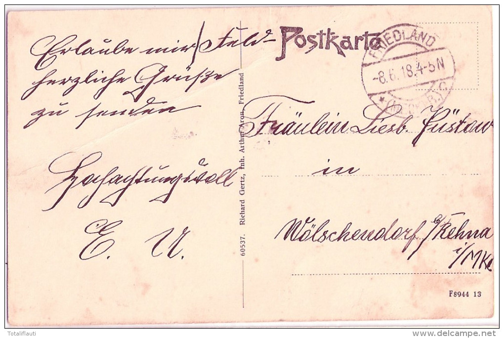 FRIEDLAND Mecklenburg Markt Cafe & Conditorei W Steinohrt + M Rawatsch 8.6.1918 Gelaufen - Neubrandenburg