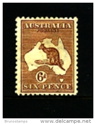 AUSTRALIA - 1923  KANGAROO   6 D. CHESTNUT  3rd  WATERMARK   MINT   SG73 - Ungebraucht