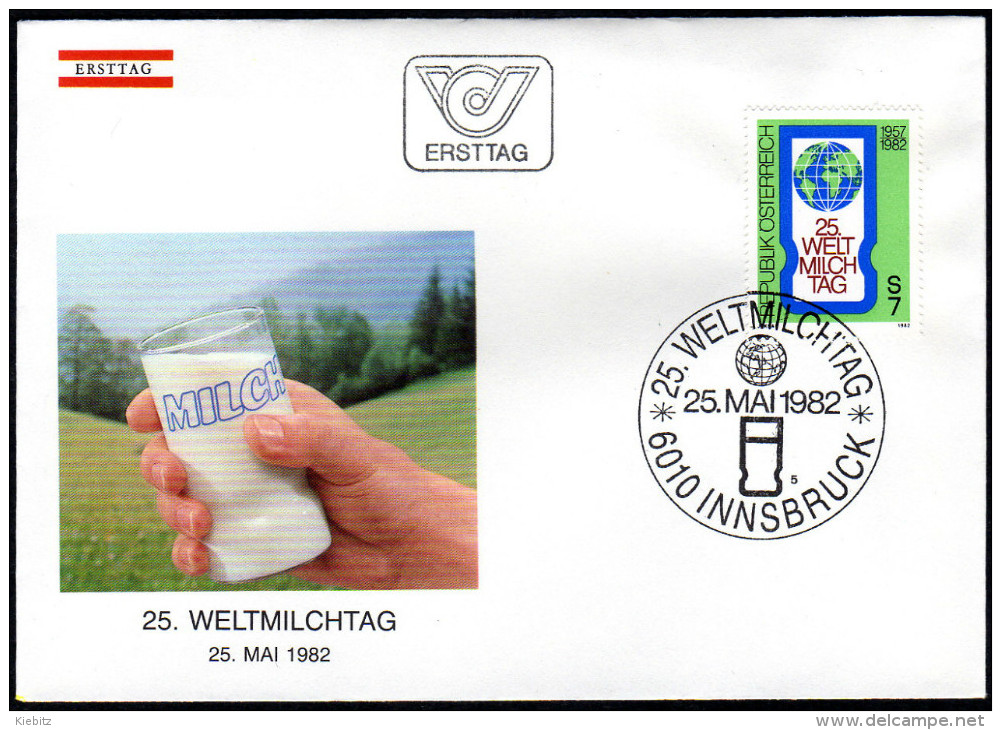 ÖSTERREICH 1982 - Weltmilchtag - Sonderstempel FDC - Ernährung