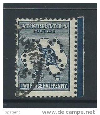 Australia 1913 2 & 1/2d Kangaroo Perfin Large OS Attractive Used Some Faults - Used Stamps