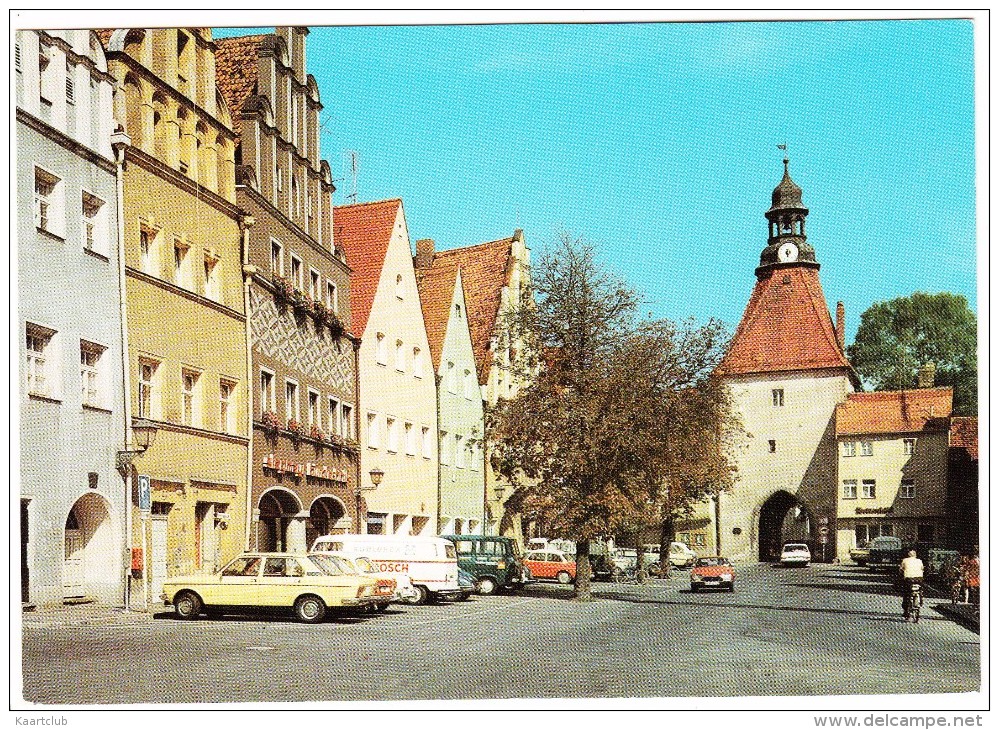 Weiden: FIAT 132 1600, CITROËN GS, DS, VW 1500 & 'BOSCH' KOMBI-BUS, FORD TRANSIT - Unterer Markt - (Opf., D) - Voitures De Tourisme