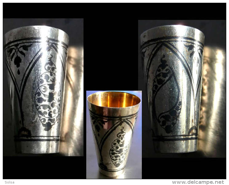 Ancien Verre à Vodka Russe Argent Et Or / Old Russian Silver And Gold Vodka Glass I - Argenteria