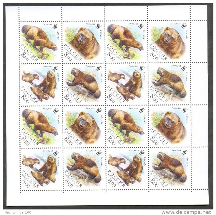 Nbx346MS16c WWF FAUNA ZOOGDIEREN VEELVRAAT WOLVERINE VIELFRASS MAMMALS WILDLIFE QWRS 2004 PF/MNH - Ungebraucht