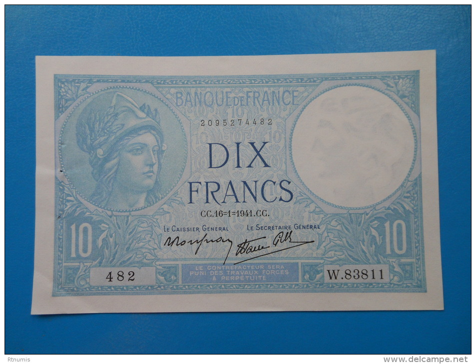 10 Francs Minerve 16-1-1941 Fayette 7/28 SUP+ - 10 F 1916-1942 ''Minerve''