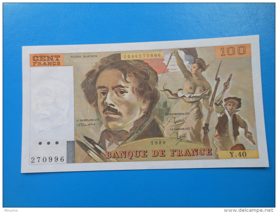 100 Francs Delacroix 1980 Y.40 Fayette 69/4b SPLENDIDE , Léger Pli De Comptage - 100 F 1978-1995 ''Delacroix''