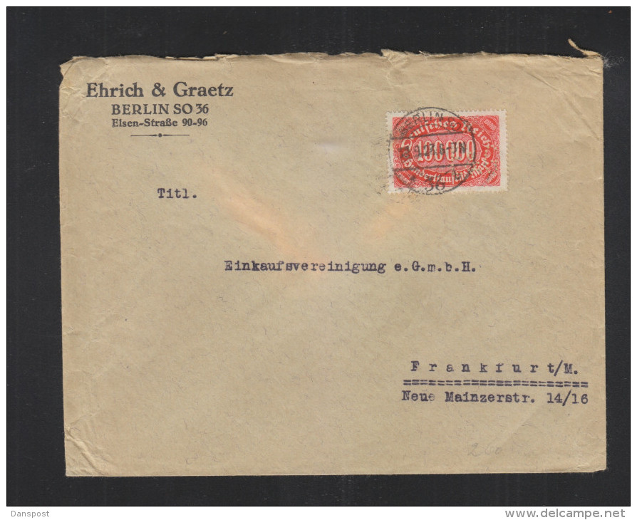 Dt. Reich Brief 1923 Lochung Ehrich & Gratz - Briefe U. Dokumente