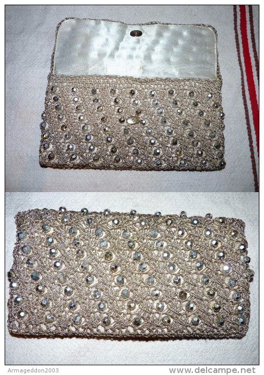 MAGNIFIQUE POCHETTE VINTAGE ANCIENNE ARGENTE AVEC PERLE  / PARFAIT ETAT - Taschen Und Beutel