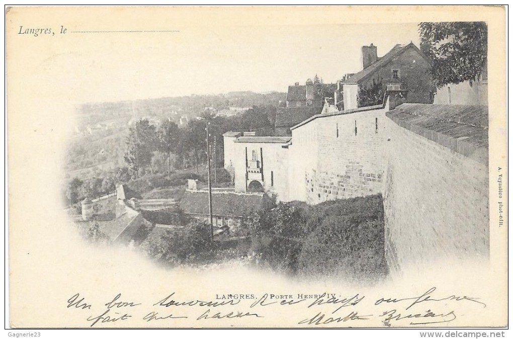 LANGRES  (cpa 52)   Porte HENRI IV   Carte Première 1903 - Langres