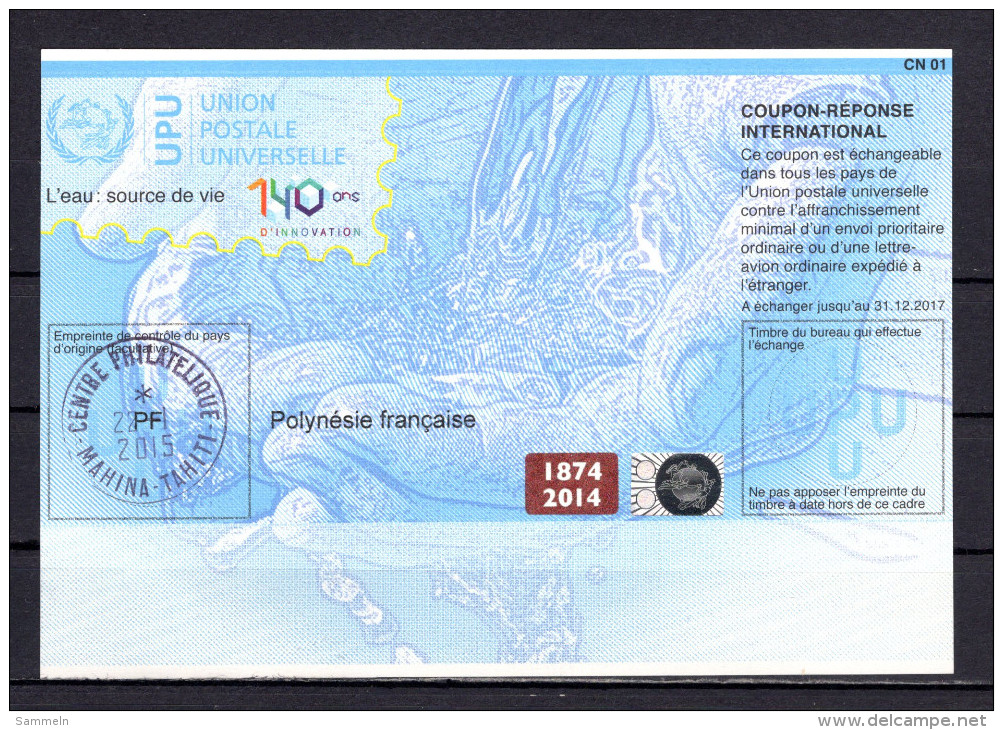 8102 IAS IRC Coupon Reponse International Tahiti Polynesie Francaise T38 Gest. PF20140730AA - Tahiti