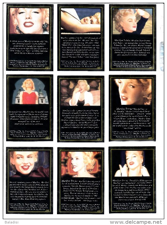 LOT DE 99 CARTES TRADING CARDS 2ème SERIE MARILYN MONROE DE 1995 EN PARFAIT ETAT (22 PHOTOS)