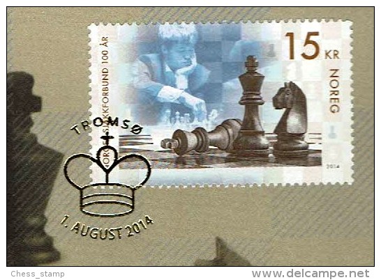 Schach Chess Ajedrez échecs - Gold FDC - Norwegen Norway 2014 - MiNr 1862 - Schach