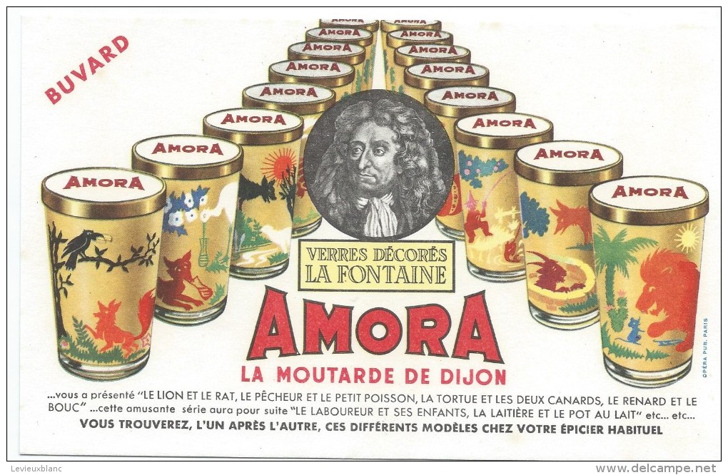 AMORA/La Moutarde De Dijon /Verres Décorés La Fontaine /Vers 1955       BUV264 - Mostard