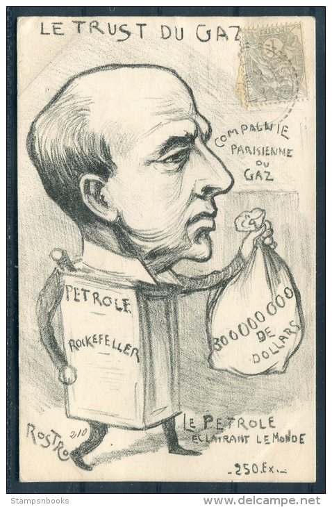 France USA 'Le Trust De Gaz' Petrol Rockefeller Rostro Satire Postcard - Humour