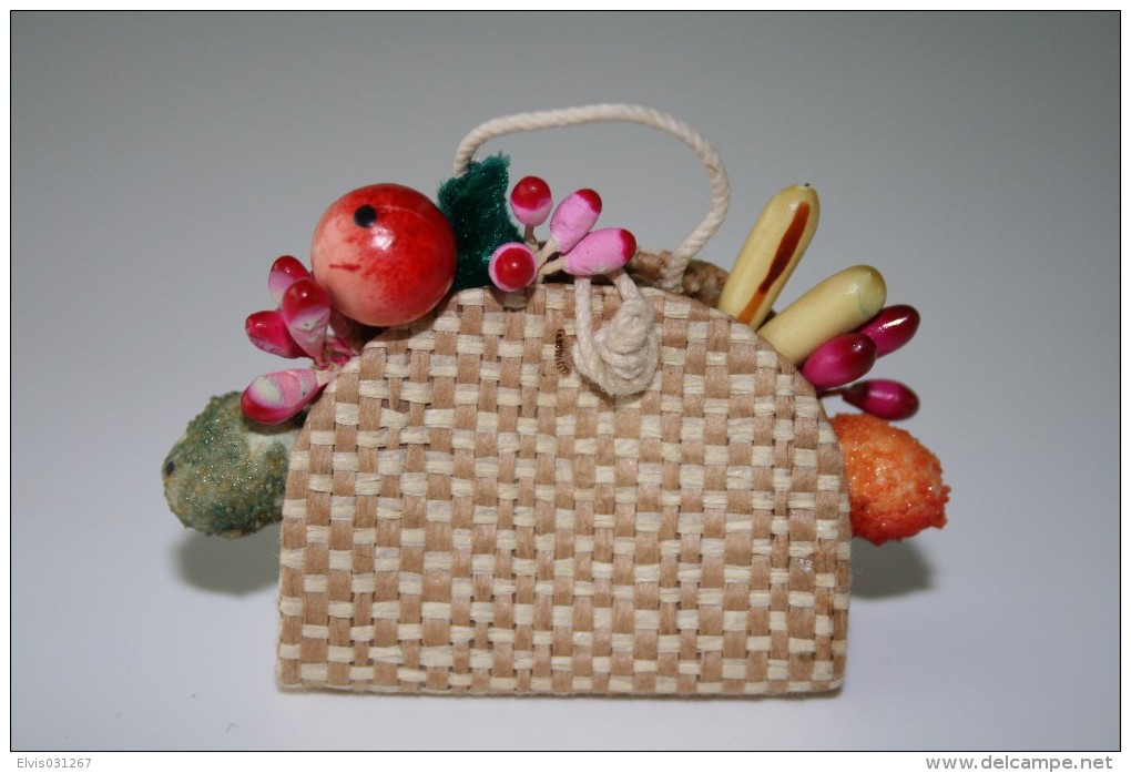 Barbie Accesoires ´50-´60 - STRAW TOTE FILLED WITH FRUIT - Original Vintage Barbie - Ken - Ricky - Skipper - Barbie