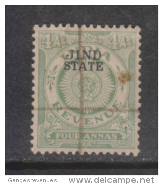 JIND / JHIND State  4A  KG VI  Overprinted  Revenue Type 20 K&M 203 # 88335  Inde Indien  India Fiscaux Fiscal Revenue - Jhind