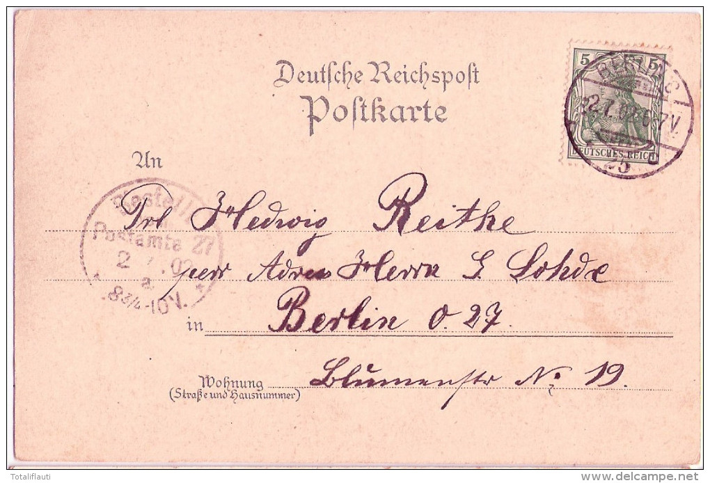 Gruss Aus NEUSTRELITZ Color Litho Bahnhof Dampflok Post 2x Gesamt 2.7.1902 Gelaufen - Neustrelitz