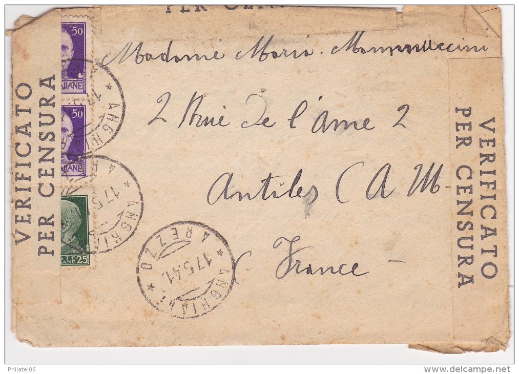 ITALIE  LETTRE CENSUREE AVEC CORRESPONDANCE - Interi Postali