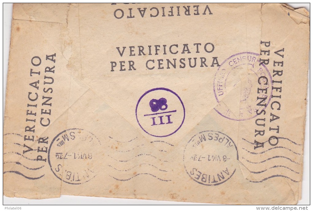 ITALIE  LETTRE CENSUREE AVEC CORRESPONDANCE - Postwaardestukken