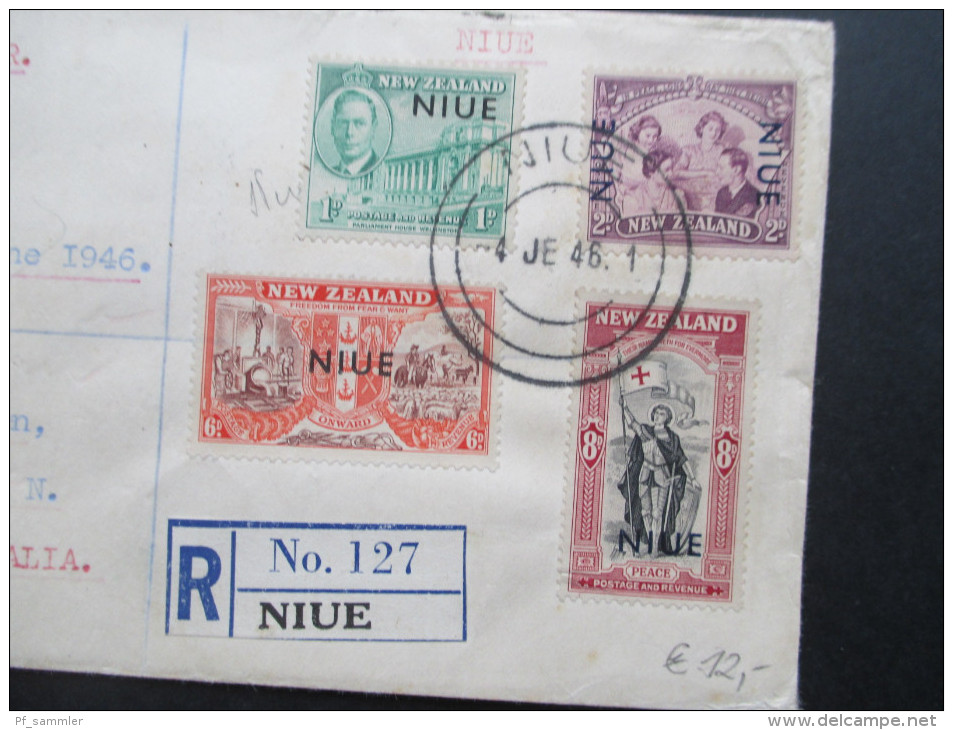 Ozeanien Niue 1946 FDC / Registered Letter R No 127 Niue. Peace Stamps. Echt Gelaufen Nach Sydney! - Niue