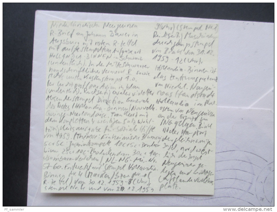 Niederländisch Neuguinea 30.12.1959 Beleg Registered Letter. Hollandia Binnen. Luftpost. Satzbrief?! Toller Beleg!! - Nederlands Nieuw-Guinea