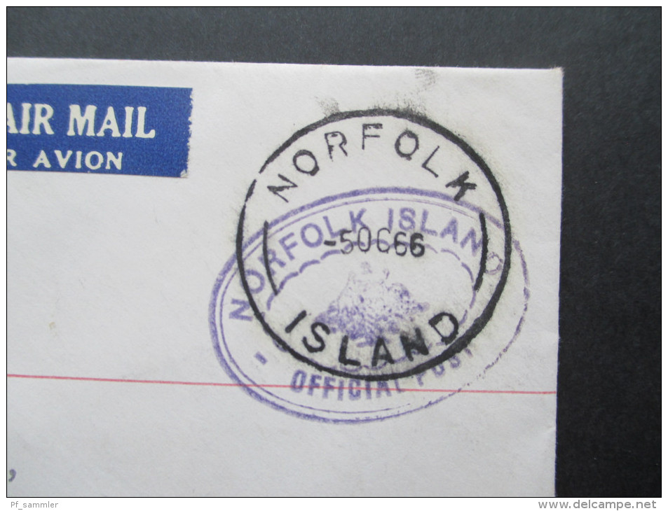 Norfolk Island 1966 Registered Letter R No 6412. Dienstpost O.H.M.S. Norfolk Island Administration. Nach Wisconsin USA - Norfolk Island