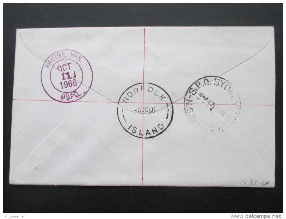 Norfolk Island 1966 Registered Letter R No 6412. Dienstpost O.H.M.S. Norfolk Island Administration. Nach Wisconsin USA - Isla Norfolk