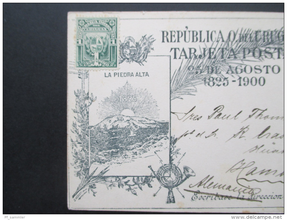 Republica O. Del Urugay Ganzsache / Stationary 1900. La Piedra Alta. 1825 - 1900 Mit Zusatzfrankatur Nach Deutschland! - Uruguay