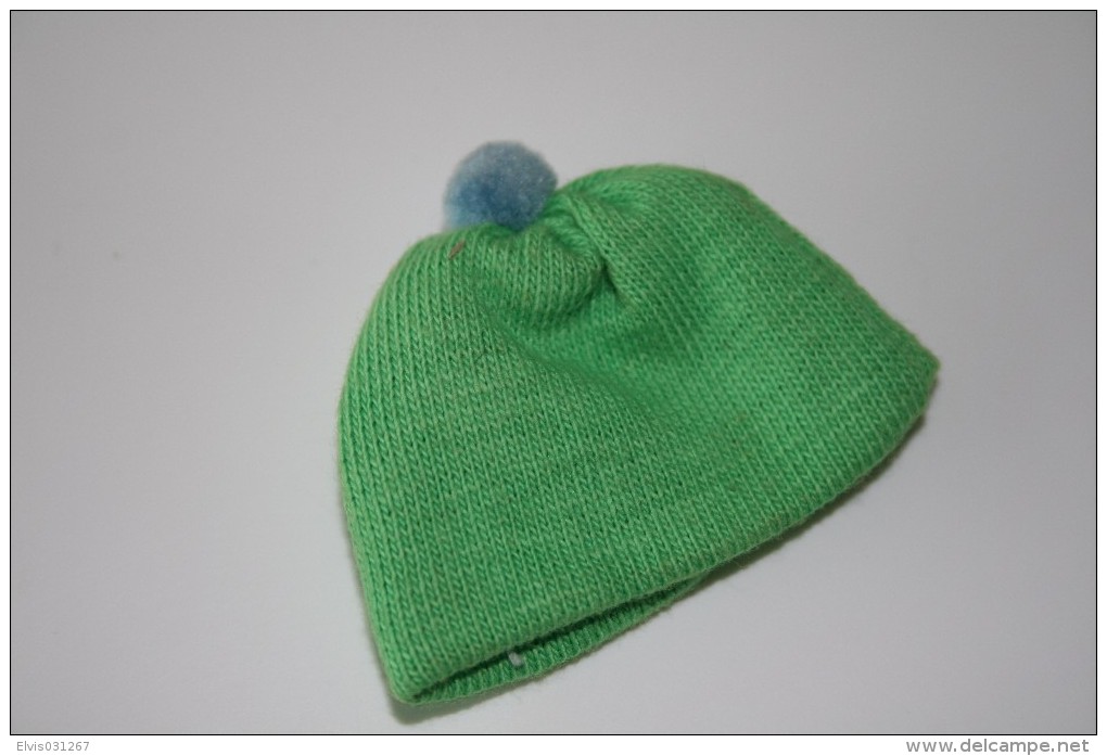 Barbie Accesoires ´50-´60 - GREEN KNIT CAP WITH BLUE POMPON - Original Vintage Barbie - Ken - Ricky - Skipper - Barbie