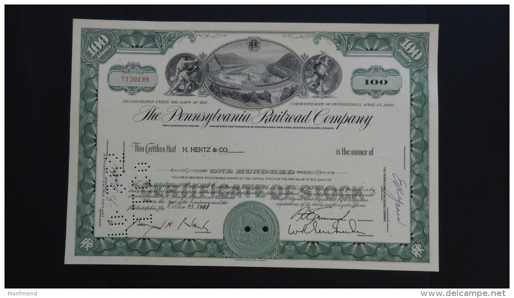 USA - Pennsylvania Railroad Company - Nr:T120139 / 1961 - 100 Shares - Look Scans - Railway & Tramway