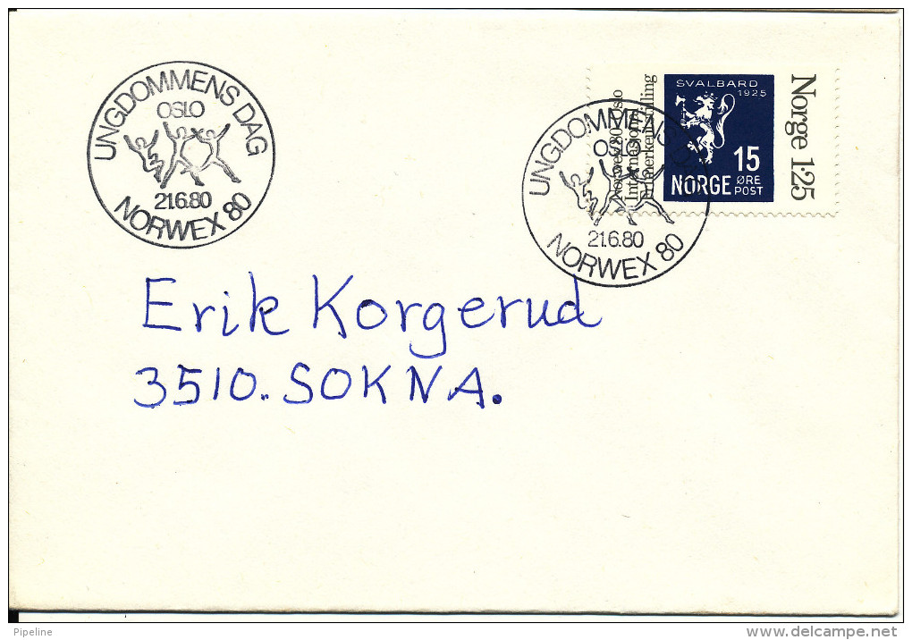Norway Cover Special Postmark Norwex 80 Ungdommens Dag 21-6-1980 Single Franked - Cartas & Documentos