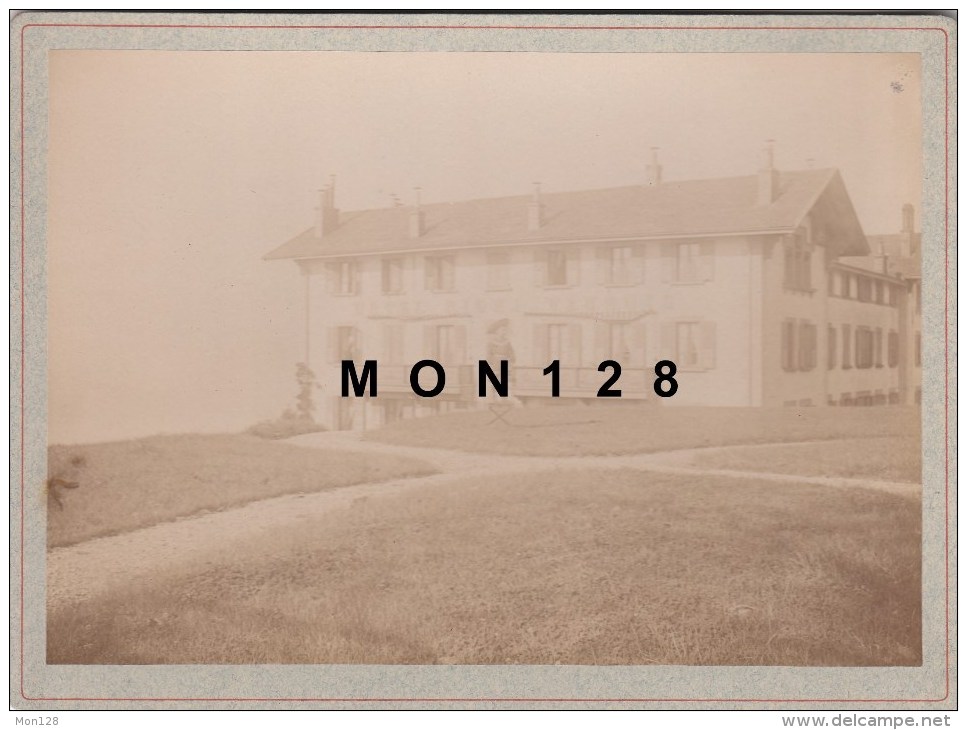 SUISSE (VAUD)  GLION -PHOTO DE 1893- HOTEL DU RIGHI VAUDOIS-TIRAGE ALBUMINE COLLE SUR CARTON 18X13 CMS - Anciennes (Av. 1900)